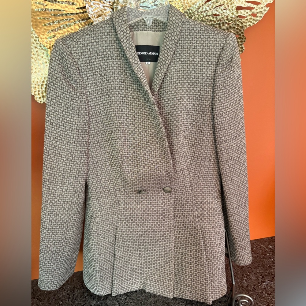 Giorgio Armani Textured Gray/Tan Blazer
